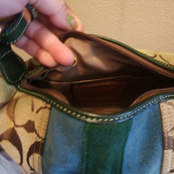 Coach Y2k Signature Canvas Blue Green Suede Ltd Ed F042-1598 - Picture 6 of 7